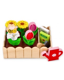 Комплект дървени играчки Lelin - Цветя за засаждане