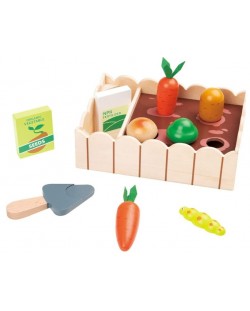 Комплект дървени играчки Lelin - Зеленчуци за засаждане
