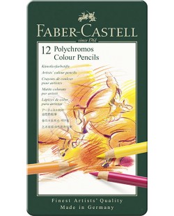 Комплект цветни моливи Faber-Castell Polychromos - 12 цвята
