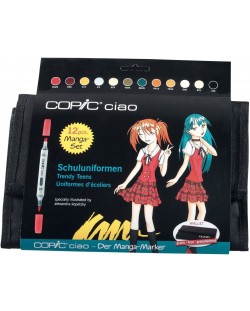 Несесер с маркери Copic Ciao - Trendy Teens Manga Case, 12 цвята
