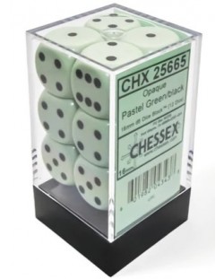 Комплект зарове Chessex Opaque Pastel - Green/black, 12 броя