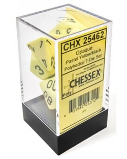 Комплект зарове Chessex Opaque Pastel - Yellow/black Polyhedral (7 бр.)