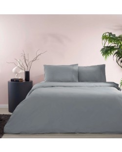 Комплект за спалня TAC - Basic Bieli, 100% памук ранфорс, антрацит