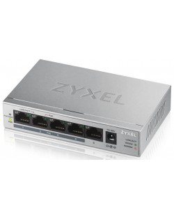 Суич ZyXEL - GS1005HP, 5-Port GbE Unmanaged PoE Switch, сив