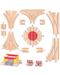 Комплект дървени релси Woody - 15 части