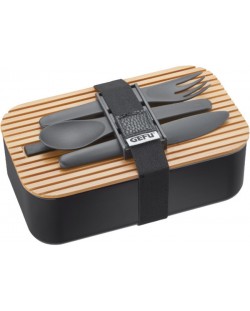 Комплект кутия за храна с прибори Gefu - Enviro, 1 L, бамбук