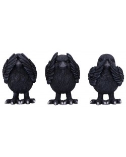 Комплект статуетки Nemesis Now Adult: Humor - Three Wise Ravens, 8 cm