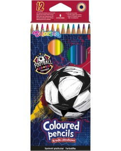 Комплект цветни моливи Colorino - Football, 12 цвята