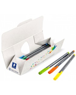 Комплект тънкописци Staedtler - 12 цвята, в картонена кутия