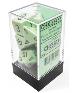 Комплект зарове Chessex Opaque Pastel - Green/black Polyhedral (7 бр.)