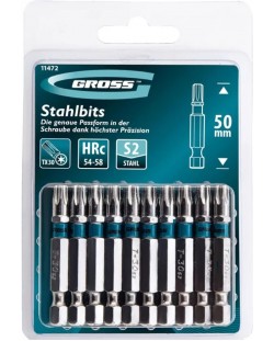 Комплект битове Gross - TORX 30, 50 mm, S2, 10 броя