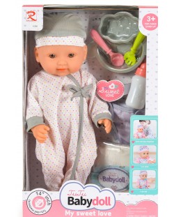 Комплект Tutu Love - Кукла-бебе с аксесоари, сива, 36 cm
