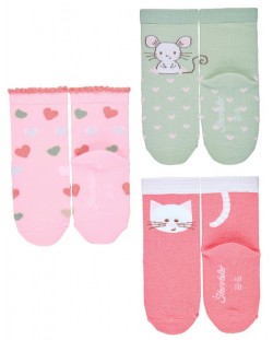 Детски чорапи за момиче Sterntaler - 17/18 размер, 6-12 месеца, 3 чифта