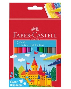 Комплект флумастери Faber-Castell - Замък, 12 цвята