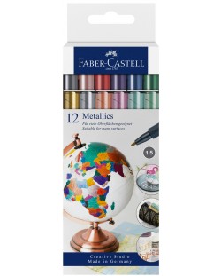 Комплект маркери Faber-Castell Metallics - 12 металически цвята, объл връх