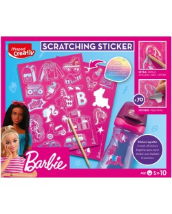 Креативен комплект Maped Creativ Barbie - Скреч стикери, 70 броя