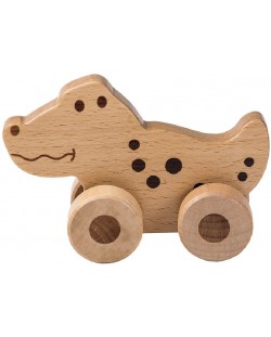 Дървена играчка Jouéco - Крокодилче, с колела за бутане