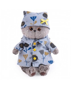 Плюшена играчка Budi Basa - Коте Басик със синя флорална пижама, 30 cm