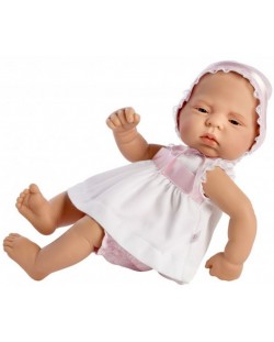 Кукла бебе Asi Dolls - Лучия, с бяла рокля, 43 cm