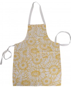 Кухненска престилка на цветя H&S - 60 х 84 cm, памук, жълта