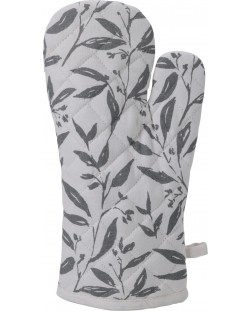 Кухненска ръкавица на цветя H&S - 18 x 32 cm, памук, сива