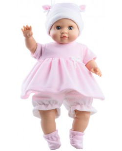 Кукла-бебе Paola Reina Manus - Ейми, с розова туника и панталонки, 36 cm