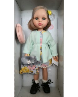 Кукла Paola Reina Amigas - Карла, със светлосиня рокля на жълти цветя, 32 cm
