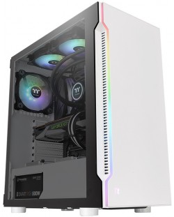 Кутия Thermaltake - H200 TG Snow RGB, mid tower, бяла/прозрачна