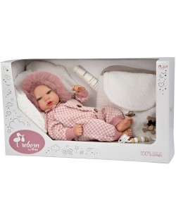 Кукла-бебе Arias - Мануела с бяла чанта и възглавничка, 40 cm
