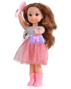 Кукла Moni Toys - С рокля с розов тюл и розови ботуши, 36 cm