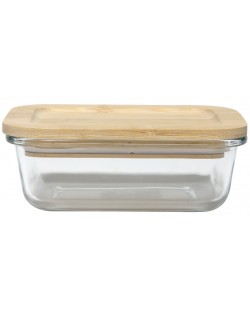 Кутия от закалено стъкло с бамбуков капак HIT - 380 ml