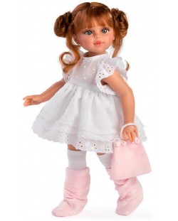 Кукла Asi Dolls - Сабрина с бяла рокля и розова чанта, 40 cm