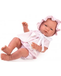 Кукла бебе Asi Dolls - Мария, с розово костюмче на точки, 43 cm