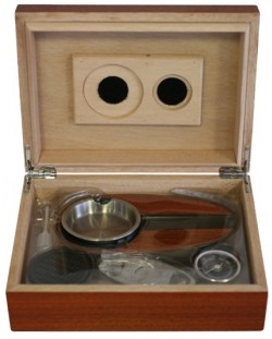 Кутия за пури (хумидор) WinJet - Zorr, с пепелник и ножица, кафява