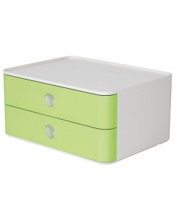 Кутия с 2 чекмеджета Han - Allison smart, светлозелена