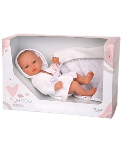 Кукла-бебе Arias - Ария с аксесоари за след баня в бяло, 38 cm