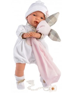 Кукла-бебе Llorens - С дрешка с мече и възглавничка, 38 cm