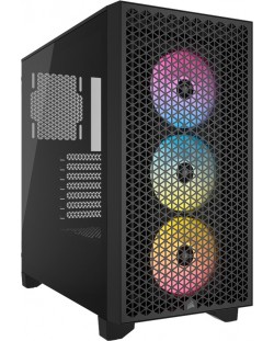 Кутия Corsair - 3000D RGB, mid tower, черна/прозрачна