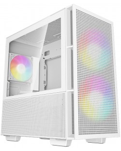 Кутия DeepCool - CH360 White, mini tower, бяла/прозрачна