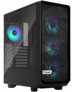 Кутия Fractal Design - Meshify 2 Compact Lite RGB, mid tower, черна/прозрачна