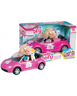 Кукла RS Toys - Софи, с кола и куче, 12 cm