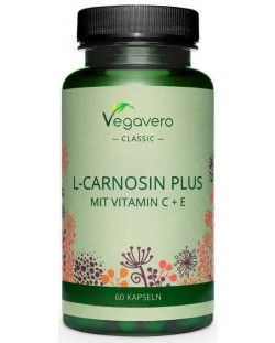 L-Carnosine Plus Mit Vitamin C + E, 60 капсули, Vegavero