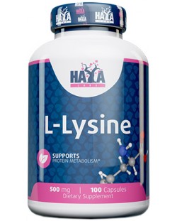 L-Lysine, 500 mg, 100 капсули, Haya Labs