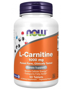 L-Carnitine, 1000 mg, 50 таблетки, Now