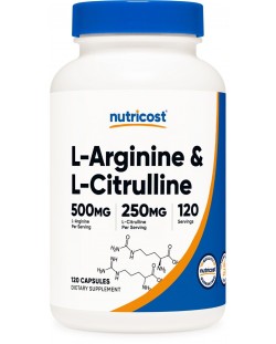 L-Arginine & L-Citruline, 120 капсули, Nutricost