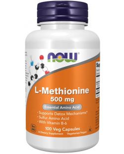 L-Methionine, 100 капсули, Now