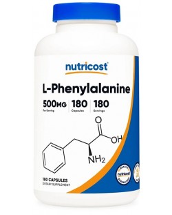 L-Phenylanine, 500 mg, 180 капсули, Nutricost