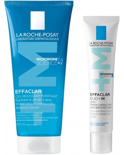 La Roche-Posay Effaclar Комплект - Почистваща гел-пяна и Tройна коригираща грижа, 200 + 40 ml