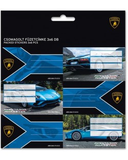 Комплект ученически етикети Ars Una - Lamborghini, 18 броя