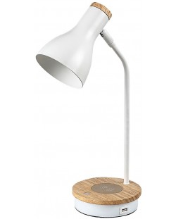 Лампа с безжично зарядно Rabalux - Mosley, бяла
